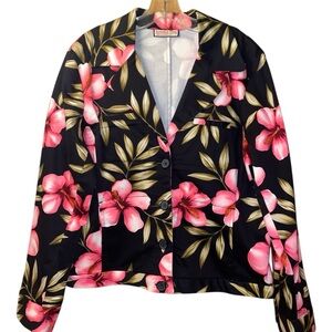 Jamaica Bay Blazer Jacket Hibiscus Flowers